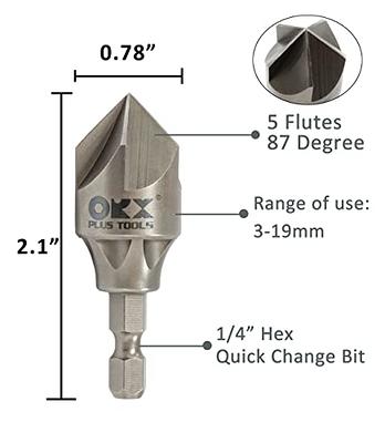 Saipe 1/4'' Hex Shank Deburring External Chamfer Tool with Tungsten Steel  Blade, Quick Release Deburring Chamfering Drill Bit Bolt Deburring Tool  Fits 1/8 to 3/4 for Steel/Copper/Brass/Plastic 