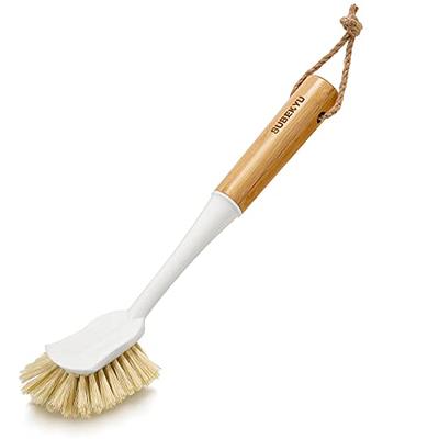 SUBEKYU Dish Brush with Handle, Natural Bamboo Dish Scrubber Brush