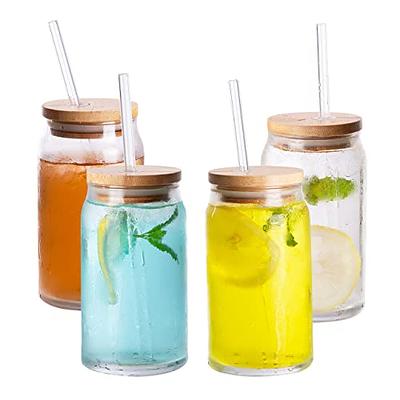 8 Pcs Drinking Glasses with Bamboo Lids and Glass Straw - 16 Oz Can Shaped  Glass Cups Beer, Ice Coff…See more 8 Pcs Drinking Glasses with Bamboo Lids
