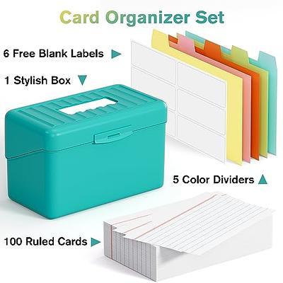 Greeting Card Organizer Tin Box Kit with Dividers, Cards, and