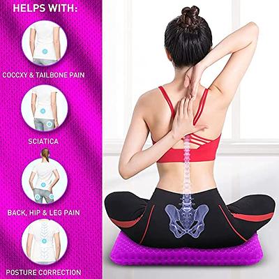 Honeycomb Cooling Gel Support Seat Cushion with Non-Slip Breathable Cover -  Ergonomic & Orthopedic - Car Office Seat With Flex Back Support Absorbs  Pressure Points 