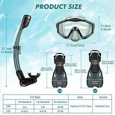 KUYOU Mask Fins Snorkeling Gear for Adults, Wide View Snorkel