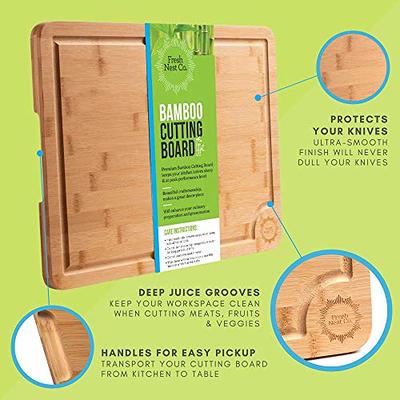  Cutting Board Set Easy-to-Clean Bamboo Wood Board with