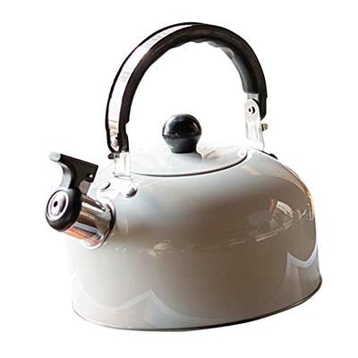 ELITRA HOME Stove Top Whistling Fancy Tea Kettle - Stainless Steel Tea Pot  with Ergonomic Handle - 2.7 Quart / 2.6 Liter,Black