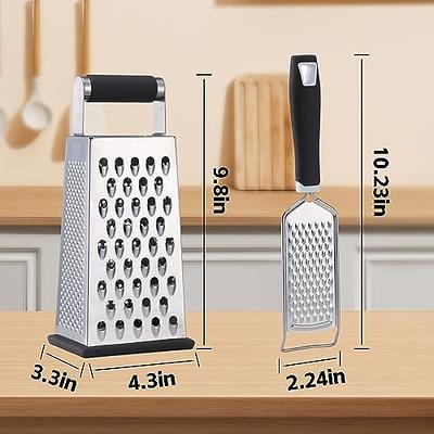 2 Pack, Cheese Box Grater & Handheld Cheese Grater Set, Stainless Steel Vegetable Slicer Food Shredder 4-Sided Convenience Gadgets with Lemon Zester