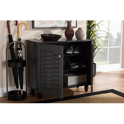 Baldor Wood 3 Door Shoe Cabinet Dark Brown - Baxton Studio : Target