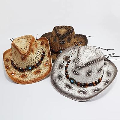 12 Pcs Straw Cowboy Hat for Men Women Western Party Hat Sun Protection Hat Wide Brim Cowgirl Costume Accessories for Summer beaches Outdoor