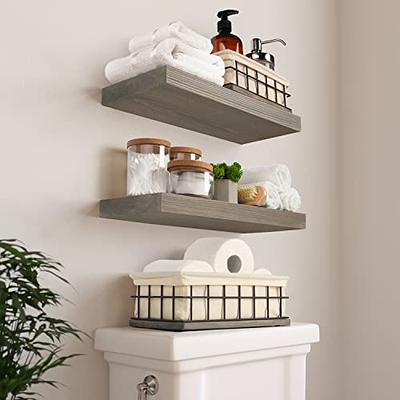 BAYKA Floating Wood Shelves - Wall Mounted for Bathroom,Bedroom,Living  Room,Kitchen,Small Hanging Shelf for Books/Storage/Room Decor with 22lbs