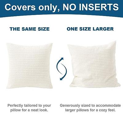 Soft Corduroy Corn Striped Velvet Series Decorative Throw Pillow, 18 x  18, Off White, 2 Pack