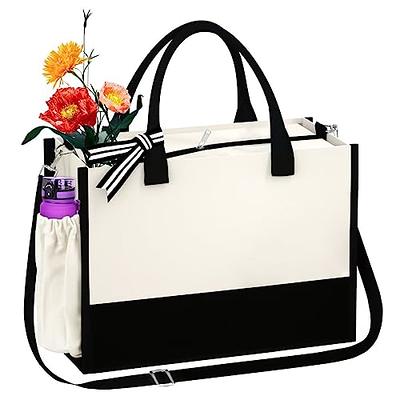 AUNOOL Blank Tote Bags for DIY Plain Canvas Bag with Zipper