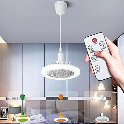 Ceiling Fan, Enclosed Low Profiles Ceiling Fan with Upgraded LED Light,  Easy to Install & Use, Energy Saving Hidden Quiet Electric Fan with E27  Lamp