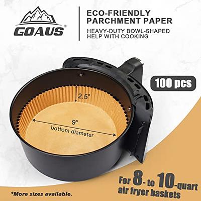 GOAUS Air Fryer 100 Pcs Round Paper Liners Disposable [Extra Large] for 8  Qt or Above Basket, 9 inch Unbleached Non-stick Parchment Paper - Yahoo  Shopping