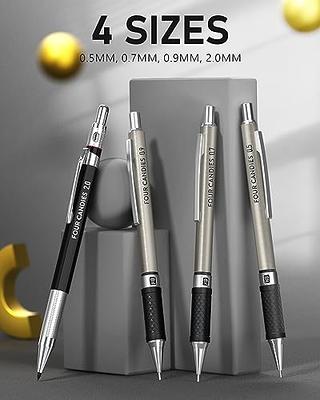 Nicpro 4PCS Metal Mechanical Pencils Set 0.7mm, Lead Drafting Pencil 0.7 mm  with 8 Tube HB #2 Lead Refill, 3PCS 4B Eraser, 9 Eraser Refill for Artist