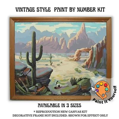Vintage Paint By Number Kit Adult, Diy Desert Landscape Painting