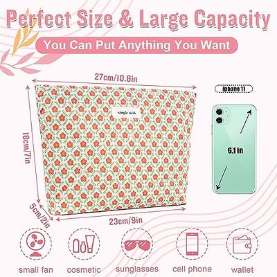 Unique Bargains Women's Large Travel Cute Cherry Pattern Cotton Makeup Bags  and Organizers White