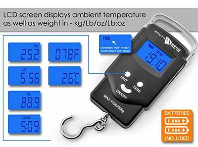 Portable Electronic Scale, 165lbs/75kg LCD Backlit Digital Fish Scale