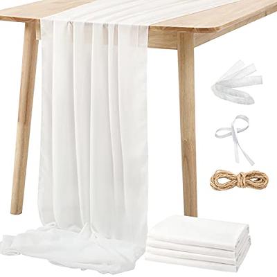  10ft Pearl Table Runner 2 Pieces Gauze Chiffon White