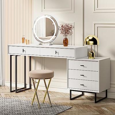 Makeup Vanity Set with Flip-top Mirror and Stool, Makeup Vanity Dressing  Table w/ Storage Drawers, Small Vanity Desk for Bedroom - Yahoo Shopping