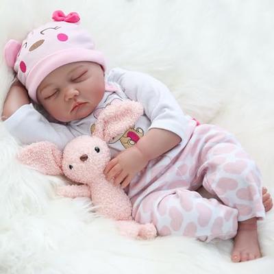 RXDOLL Realistic Baby Reborn Dolls Silicone Full Body Girl 22 inches Reborn  Toddler Washable Baby Dolls That Look Real Lifelike Baby Dolls with Pink