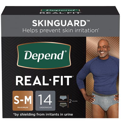 Depend Real Fit Adult Incontinence Underwear for Men, S/M, Black