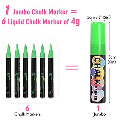 Colorful 15mm Jumbo Chalk Window Markers for Cars Glass Washable - 8  Vibrant Erasable Colors Liquid Chalk Markers Ideal for Windshields,  Chalkboards
