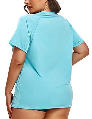 Inno Women's Plus Size Rash Guard Shirt Short Sleeve UPF 50+