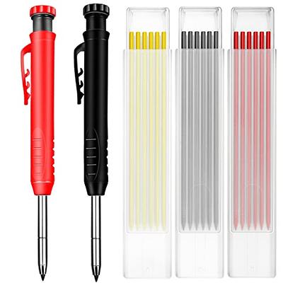  Hiboom Carpenter Pencil Set, 6 Pieces Long Nosed Deep Hole Tip  Mechanical Hole Marker with Built in Sharpener and 36 Pcs 2.8 mm Refills  for Woodworking Drafting Architect Construction, Design