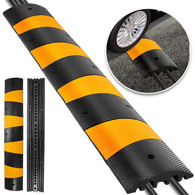 VEVOR Rubber Speed Bump, 1 Pack 2 Channel Speed Bump Hump, 72.8 Long  Modular Speed Bump Rated 22000 LBS Load Capacity, 72.8 x 12.2 x 2.2 Garage  Speed