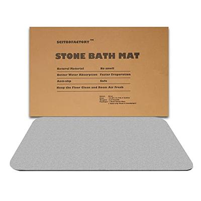 LOFTER Stone Bath Mat,Diatomaceous Earth Shower Mat Nonslip Super Absorbent  Quick Drying Bathroom Floor Mat for Kitchen Counter, Natural Bathroom Mat