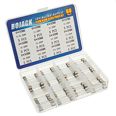 BOJACK 5x20mm 10A 10amp 250V 0.2x0.78 Inch F10AL250V Fast-Blow Glass  Fuses(Pack of 20 Pcs)