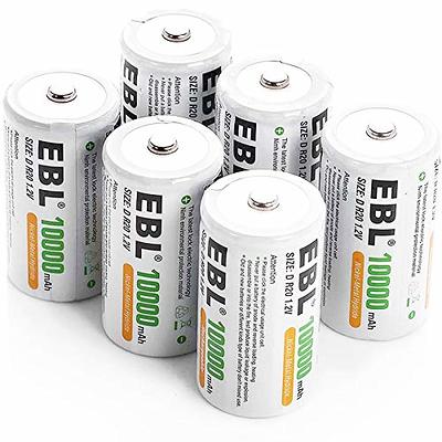 Tenergy Premium Rechargeable D Batteries and T9688 LCD Smart Battery  Charger for NIMH/NICD AA/AAA/C/D/9V Batteries, 4 Pack D Size Battery  10000mAh Cells and LCD Charger