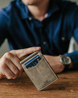 Serman Brands Mens Slim Bifold Wallet, RFID Blocking Minimalist, Front  Pocket, Full Grain Leather Wallets for Men, Thin & Stylish