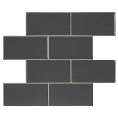 FunStick Black Subway Tile Peel and Stick Backsplash for Kitchen 12x12  Stick on Back Splashes