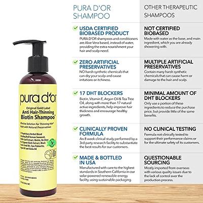 PURA D'OR Anti-Thinning Biotin Shampoo & Conditioner Set, DHT Blocker Hair  Thickening Products For Women & Men, Natural Shampoo For Color Treated  Hair, Original Gold Label, 8oz x 2 (Packaging varies) Herbal