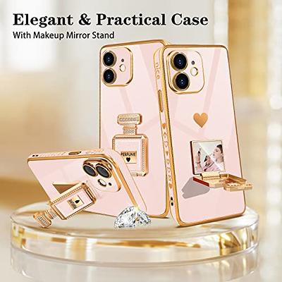 Buleens for iPhone 12 Case with Metal Perfume Bottle Mirror Stand