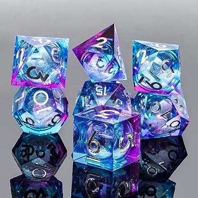 YEMEKO Handmade Liquid Core DND Dice Set Quicksand Ball, 7 Accessories Dice  for Dungeons and Dragons, Polyhedral Resin Sharp Edge Dice Roleplaying  （Liquid Ocean Blue Purple） - Yahoo Shopping