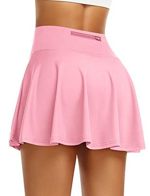 Pleated Tennis Skirt for Women with Shorts Athletic Golf Skorts with  Pockets High Waisted Workout Running Skirts (Pink,Large) - Yahoo Shopping