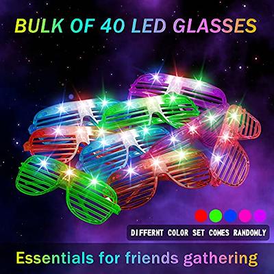 20 Pack Led Glasses, 5 Colors Halloween Light Up Glasses Shutter Shades  Glow Sticks Led Party Sunglasses Adults Halloween Glow In Dark Party  Supplies