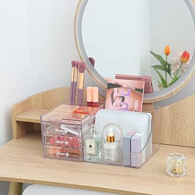  Cq acrylic Makeup Organizer And Storage White Skin Care Cosmetic  Display Case With 3 Clear Drawers Make up Stands For Jewelry Hair  Accessories Lipstick Lotions Beauty Skincare Product Organizing : Beauty