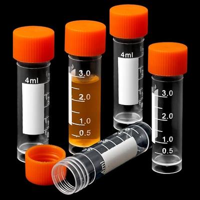 Kanayu 100 Pcs 10ml Plastic Test Tubes with Lids Vial Seal Cap