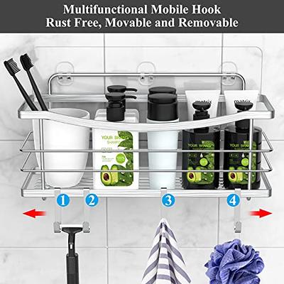 YAWSOUP 4 Pack Shower Caddy Organizer, Stainless Steel Shower Shelf with  Hooks, Adhesive Bathroom Shelves for Storage and Organization, Black -  Yahoo Shopping