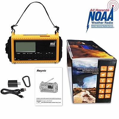 Emergency Radio Raynic 5000 Weather Radio Solar Hand Crank AM/FM