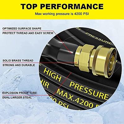 POHIR Pressure Washer Whip Hose 10 FT,Hose Reel Connector Hose for