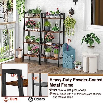 VECELO 4-Tier Ladder Corner Storage Shelf with Metal Frame, Multipurpo