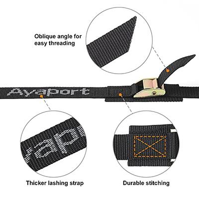 Ayaport Lashing Straps with Buckles Adjustable Cam Buckle Tie Down Cinch Strap for Packing Black 4 Pack