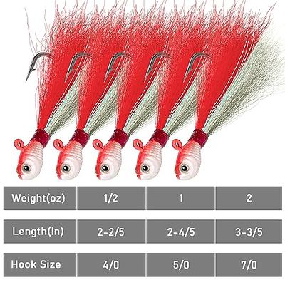 Alwonder 3/5 Pack Bucktail Jigs, Saltwater Fishing Jig Bucktail