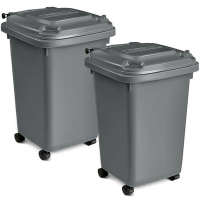 Rubbermaid Commercial Products 50-Gallons Gray Plastic Wheeled Trash Can  with Lid Outdoor