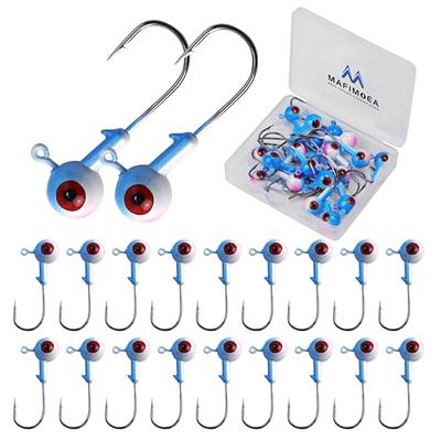 MAFIMOEA 15-50Pcs Fishing Jig Heads Hooks Set 3D Eyes High Carbon