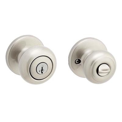 Kwikset Juno Satin Nickel Passage Hall/Closet Door Knob with Microban  Antimicrobial Technology 720J 15 CP - The Home Depot