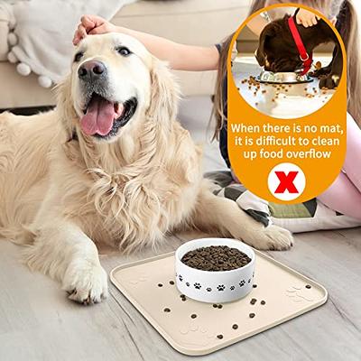 Gray Dog Food Mat, Small 18.5 x 11.5 Pet Bowl Mat for Food and Water,  Non-Slip Silicone Dog Cat Placemats for Small Pet, Waterproof Dog Feeding  Mat 